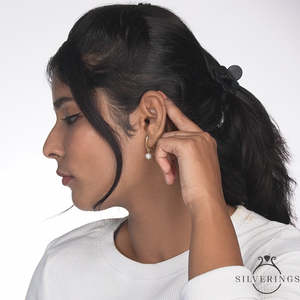 Pendientes de aro con perlas de plata de ley 925 Silverings - Product Image 2