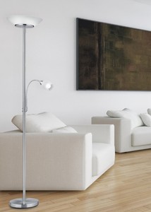 Lampada da terra Gerry in nichel opaco, 2xE27 + 1xE14, IP20, 180 cm (Trio R40063107) - Product Image 2