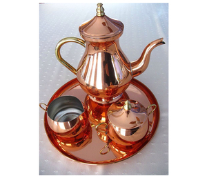 Service à thé en cuivre martelé avec plateau et tasses – Ensemble théière et café en métal – Prix de gros - Product Image 3