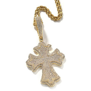 RB Gems en Stock avec Certificat Bijoux Glacés Diamant Cultivé en Laboratoire GIA Certifié Or Prier Main Croix Pendentif Collier Hommes Femmes - Product Image 2