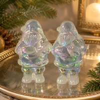 Figurine de Noël translucide irisée sculptée en forme de Père Noël pour la décoration de la maison et du bureau, idéale comme cadeau et objet de collection