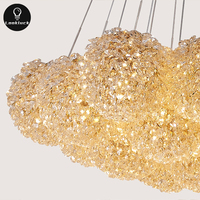 Lustre moderne en forme de goutte de pluie pour hôtels, grande lampe d'escalier avec suspension à hauteur réglable et luminaires, ventilateur à bulles