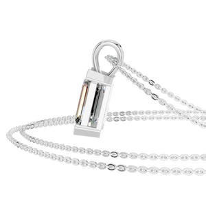 Collier pendentif en moissanite taille émeraude de 2 carats, or 14 carats, quatre griffes, bijoux fins pour femmes, cadeau de fête, mariage, directement de l'usine - Product Image 2