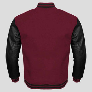 แจ็กเก็ตทีมตัวแทนแขนเสื้อหนังสีดำปักโลโก้ได้ตามต้องการ - Product Image 4