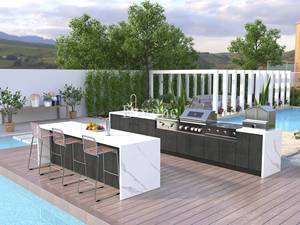 Vente chaude 2024 <span class=keywords><strong>Cuisine</strong></span> extérieure modulaire en métal Dorene avec barbecue et réfrigérateur intégrés, bar pour usage domestique - Product Image 6