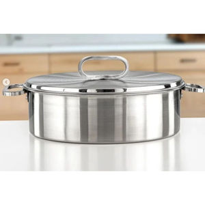 Vaisselle en acier inoxydable pour serveur de nourriture Casserole avec poignée Casserole en métal de haute qualité pour servir des aliments marmite - Product Image 6