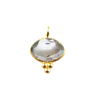 Elegante Colgante de Plata de Ley 925 con Cristal Transparente de Corte Marquesa de 6x9 mm, Acabado en Oro Vermeil de Alta Calidad, Certificado por Terceros - Product Image 1