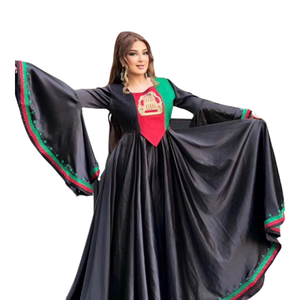 Vestido afgano con estampado Floral hecho a medida para mujer, ropa Formal Kuchi afgana Original, vestido bordado con bandera de Afganistán para mujer - Product Image 1