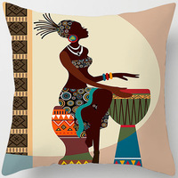 Siyah Altın Afrika Sanatı Yastık Kılıfı Yumuşak Polyester Glam Portre Kadın Yastık Kılıfı Kanepe için Vurgu Yastık Kılıfı