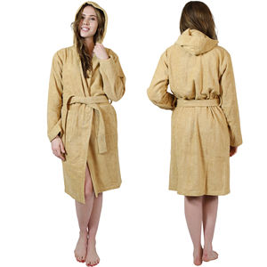 100% Cotton Terry Waffle <b>Hooded</b> Belt Type Unisex Oversized Bath Robes for Summer Hotel Wholesaler Bath Robes India for Couples - Product Image 2
