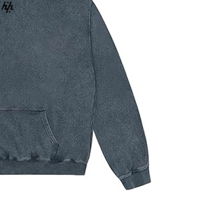 Sudadera con capucha de algodón de alta calidad con lavado ácido Jersey holgado con bolsillo de canguro con logotipo personalizable para la moda callejera - Product Image 3