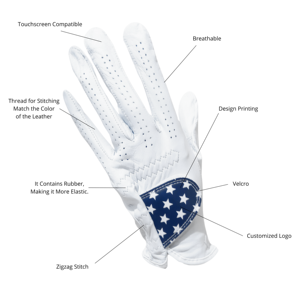 Guante de Golf de Piel Cabretta Blanco Unisex Transpirable Antideslizante con Diseño de Estrellas para Deportes al Aire Libre - Product Image 2