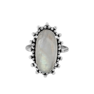 แหวนพลอยมูนสโตนสีรุ้งธรรมชาติแบบ925ออกแบบได้ตามต้องการเป็นของขวัญสำหรับผู้หญิงสำหรับผู้หญิง - Product Image 1