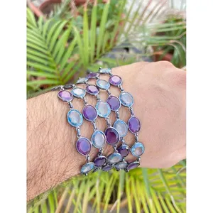 925 <b>Silver</b> <b>Bracelet</b> with Amethyst & Blue Topaz Gift for Any Occasion - Product Image 3
