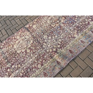 Turkish Vintage Rug, 3.8x9.9 ft <b>Runner</b> Rug, <b>Red</b> Bordered Rug - Product Image 5