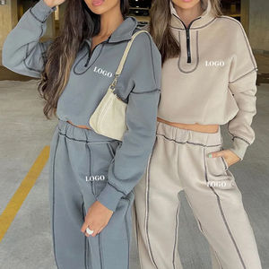 Factory Direct Oversized Heavy Cotton Pullover Tracksuit <b>Hoodie</b> Joggers Solid Color - Product Image 1