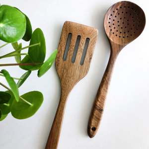cookware <b>accessories</b> 3 pc <b>set</b> wooden spoons WOODEN SALAD SERVER <b>SET</b> OF 2 HAND MADE UNIQUE KETCHENWAR - Product Image 4