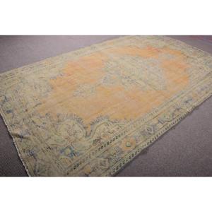 Vintage 6,46x10,4 ft Large Rug, Turkish Rug, <b>Yellow</b> Striped Rug - Product Image 2