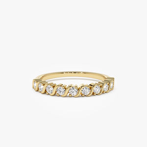 Anillo de Bodas de diamante para mujer de oro sólido de 14K, anillo minimalista ODM de corte brillante redondo, MOQ bajo, joyería personalizable OEM - Product Image 1
