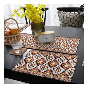 Mantel Individual antideslizante resistente al calor con borlas de Color rojo y Beige, lavable, duradero, 100% algodón orgánico, certificado GOTS, manteles - Product Image 6