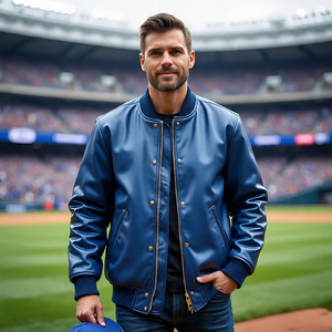 Cuello redondo Cremallera Cuero Varsity Chaqueta Hombres Alta calidad Invierno High Street Motor Ciclismo Montar - Product Image 6