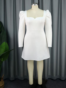 Robes de Soirée Coupe Trapèze Manches Longues pour Femmes Rondes, Dos Nu avec Grand Nœud - Product Image 4