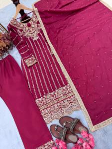 Salwar kameez DISEÑADOR PREMIUM READYMADE TOP PLAZZO & DUPATTA COLECCIONES - Product Image 3