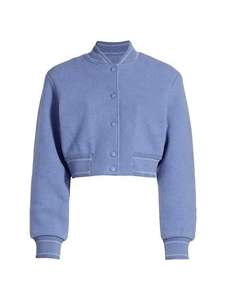 New Streetwear <b>Women</b> <b>Crop</b> Varsity <b>Jacket</b> Wool Body <b>Denim</b> <b>Jacket</b> <b>Crop</b> Size Stylish Varsity Outerwear - Product Image 4