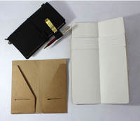 Vente en gros Design intelligent rechargeable avec 3 paquets de papier différents Porte-papier kraft Porte-stylo métallique Clip Journal en cuir