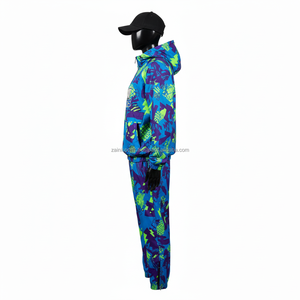 Ensemble coupe-vent pour femmes en polyester 120 GSM, imprimé intégral bleu, vert, violet, avec logo personnalisé par transfert thermique, coupe-vent grande taille - Product Image 3