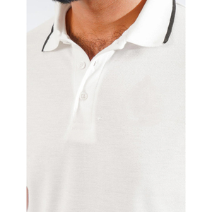 Polo de Manga Corta Blanco para Hombre, Color Sólido, Algodón Piqué, Estilo Casual - Product Image 4