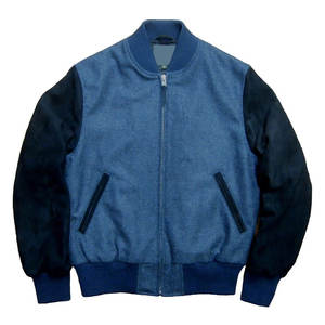 Chaqueta Universitaria Varsity Azul Claro con Bordado Frontal Reversible, Ecológica, al por Mayor, a Bajo Precio, ODM, para Hombre, de Invierno - Product Image 1