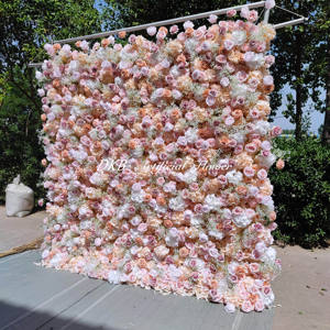 DKB สีชมพูดอกไม้ติดผนังฉากหลังตกแต่งงานแต่งงานที่ทันสมัยดอกไม้ประดิษฐ์แขวนผนังดอกไม้ตกแต่งงานแต่งงาน - Product Image 4