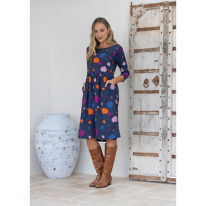 Robe Avery 100% coton, style bohème décontracté, imprimé à pois, longueur genoux, pour l'été, l'automne, le printemps, à porter au quotidien - Product Image 3