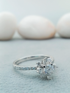 FINE JEWELRY Fancy Custom <b>Solitaire</b> FLOWER SHAPE 925 <b>SILVER</b> Gold 10K 14k 18k Engagement Oval VVS Moissanite Wedding Diamond <b>Ring</b> - Product Image 3