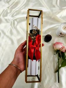 Moderne Exclusice Rectangle Forme Verre Clair Longue Boîte Fleur Bijoux Souvenir Verre Boîte Or Fini Maison & Bureau Décorer - Product Image 2