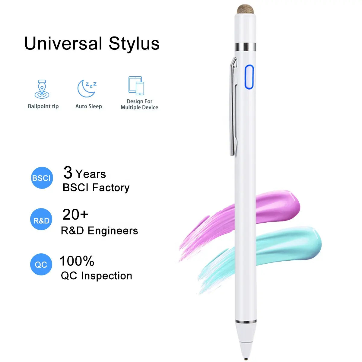 Wholesale Aluminum Universal 2 In 1 Draw Android Laptop And Phone Digital Active Stylus Pen For Apple With 1.5mm Fine Point Tip