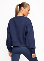 Sweat-shirt coupe oversize pour femme, col rond, coupe-vent, en tissu éponge uni, doublé, respirant, écologique, avec logo brodé personnalisé sur le devant