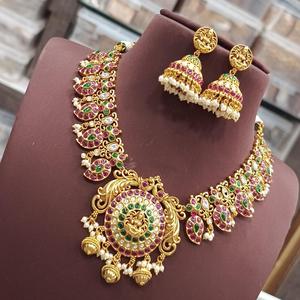 Traditional Premium Polish Premium Quality Exclusive Unique Design Gold Tone <b>Necklace</b> <b>Set</b> With <b>Earrings</b> for Women for Wedding - Product Image 1