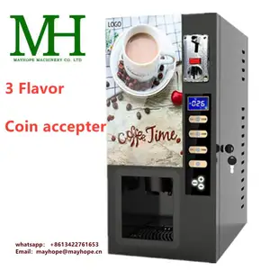 Hoge Kwaliteit Coin Operated Self-Clean Poeder Bedrag Tijd Controle Koffieautomaat 3 Selecties Van Hot Drinken