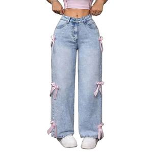 Jean en toile déchiré pour homme, coupe droite, taille mi-haute, extensible, style décontracté, anti-plis, tendance urbaine - Product Image 3