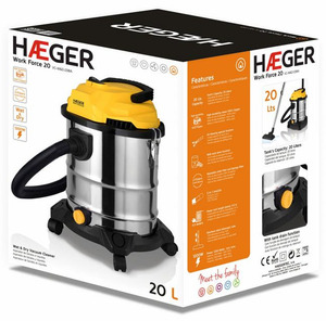 Aspirapolvere Haeger 20L 1200W in Acciaio Inox per Solidi e Liquidi con Funzione Soffiante (VC-W&D.038A) - Product Image 2