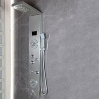 Ensemble de douche pour salle de bain d'hôtel, acier inoxydable brossé, robinet en céramique, douche à effet pluie, 3 poignées, douche murale intelligente