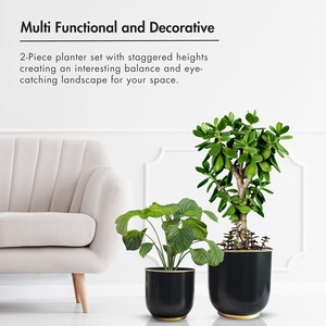 Maceta Negra Elegante para Decoración Moderna del Hogar, Ideal para Plantas de Interior, Esquinas de Sala de Estar, Decoración de Pasillos - Product Image 3