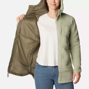 Fabricante de ropa de calle para exteriores, chaqueta de lana Sherpa con cremallera, estampado personalizado, chaqueta de lana polar Sherpa para mujer - Product Image 6