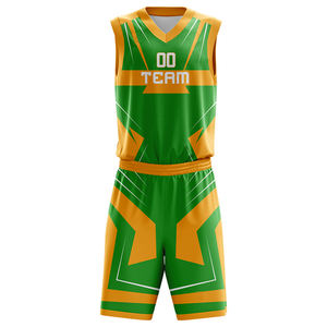 Camiseta y pantalones cortos de baloncesto, uniforme de baloncesto por sublimación de secado rápido de poliéster - Product Image 1