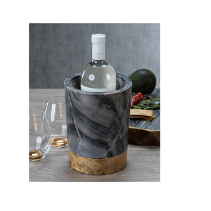 Porte-bouteille de vin en marbre Refroidisseur de bière Seau à champagne adapté aux fêtes et aux bars Base en bois Offre Spéciale de petite taille - Product Image 4