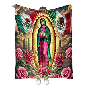 Stock mexicano Latina Chicana Virgen De Guadalupe personalizado español cristiano diseño estampado polar franela mantas 50*60 pulgadas - Product Image 5