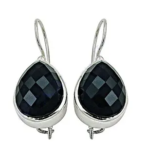 Pendientes de Plata 925 con Ónix Negro en Forma de Lágrima para Mujer, Accesorios de Moda - Product Image 1
