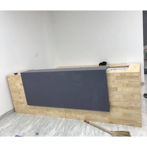 Bureau de réception minimaliste éclairé par LED, noir, oblong - 250x75x110cm - Bureau d'accueil pour commerce de détail, salon de beauté, salle de sport et bar - Product Image 5